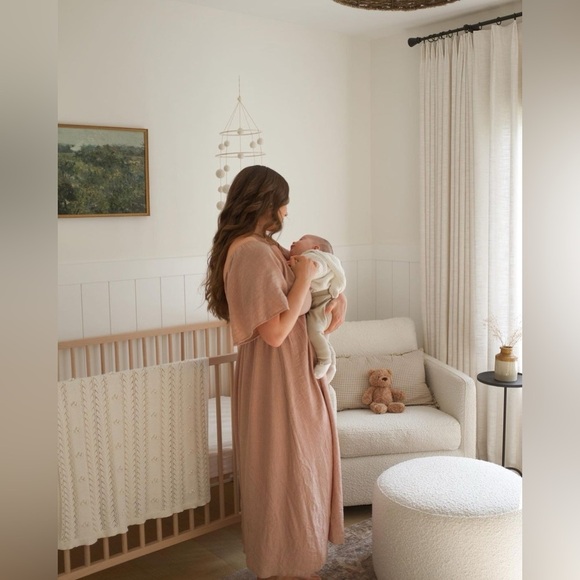 Pinkblush texture flutter sleeve tie bust midi dress nwot - Picture 5 of 6